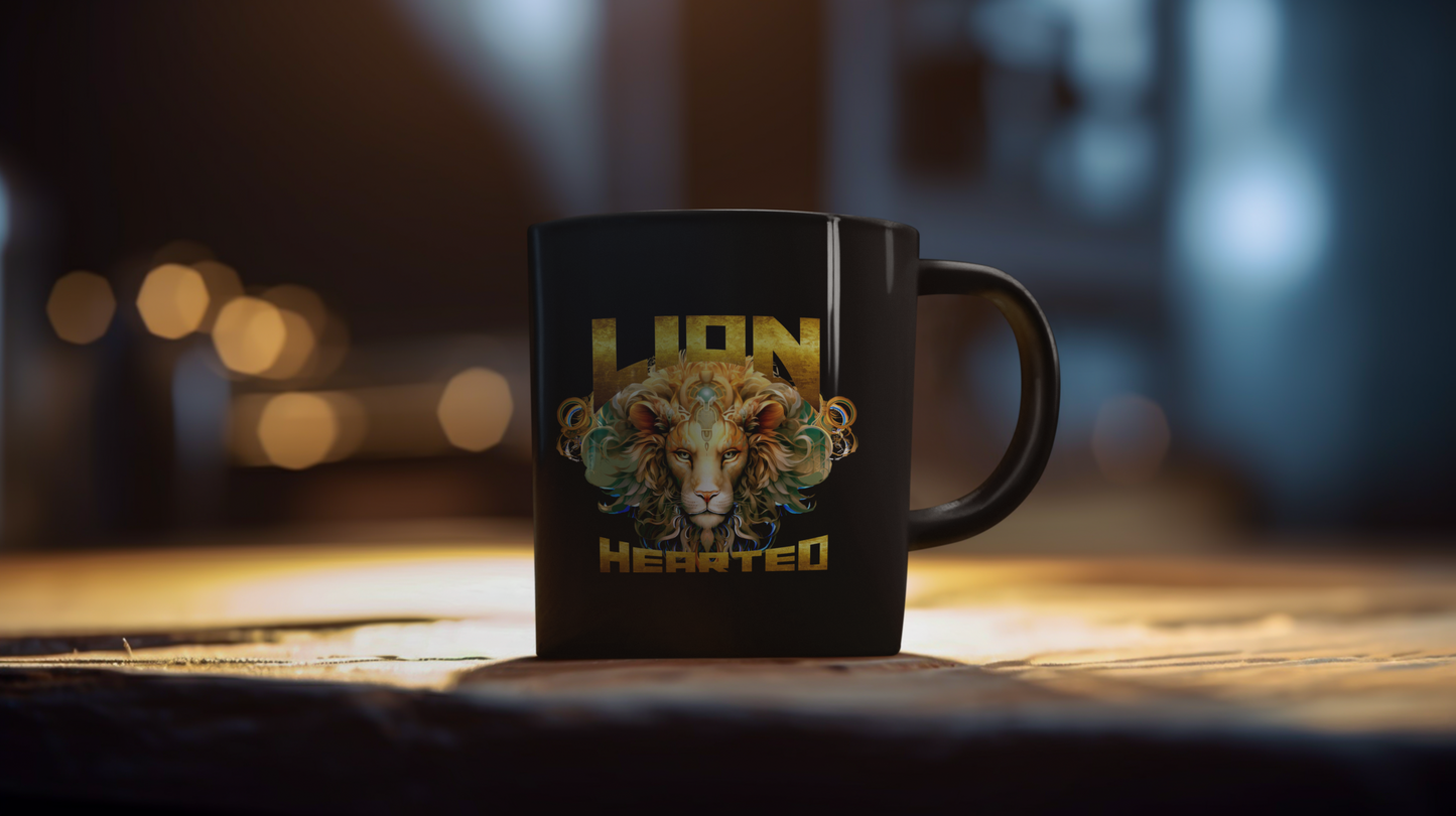 Lion Hearted - Black Glossy Mug