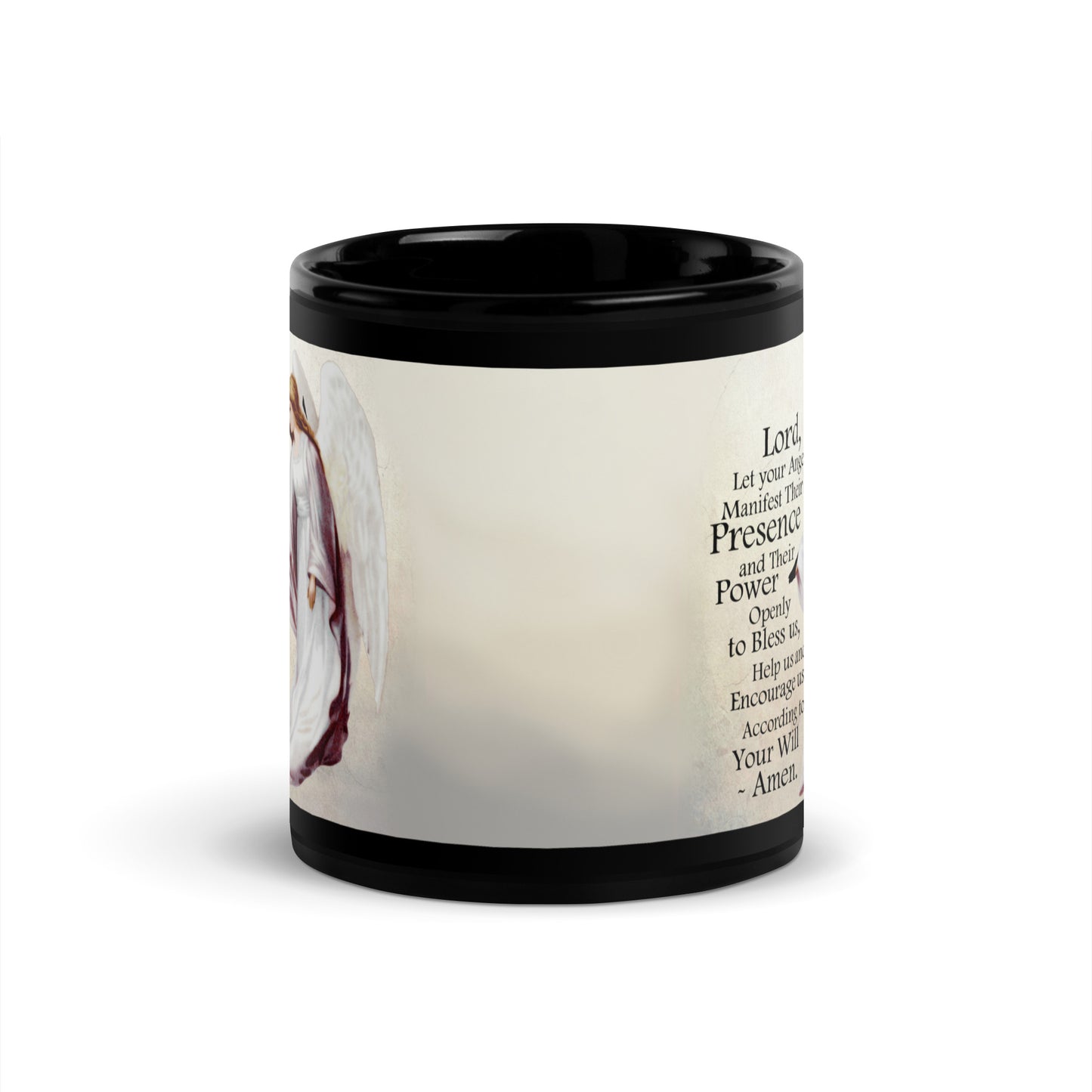 Angel Prayer - Black Glossy Mug