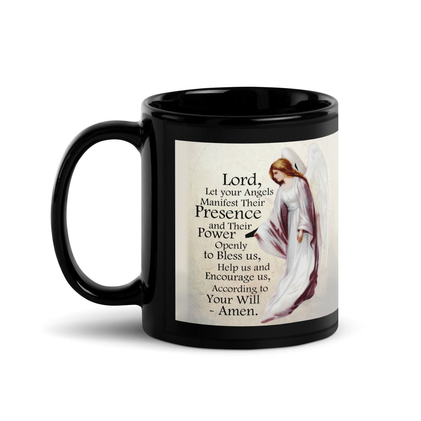 Angel Prayer - Black Glossy Mug