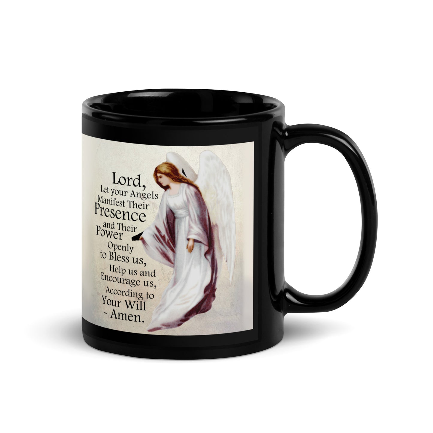 Angel Prayer - Black Glossy Mug