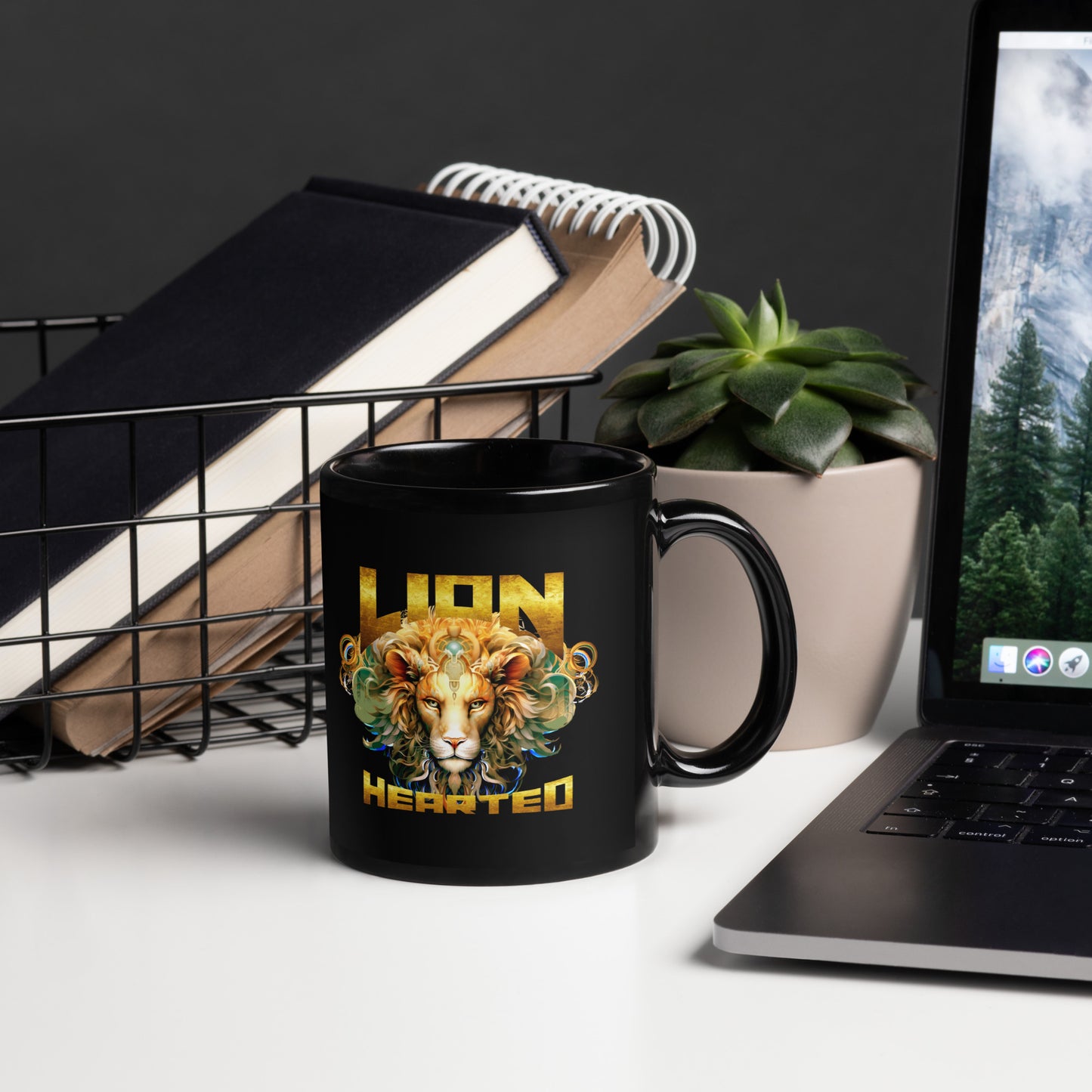 Lion Hearted - Black Glossy Mug