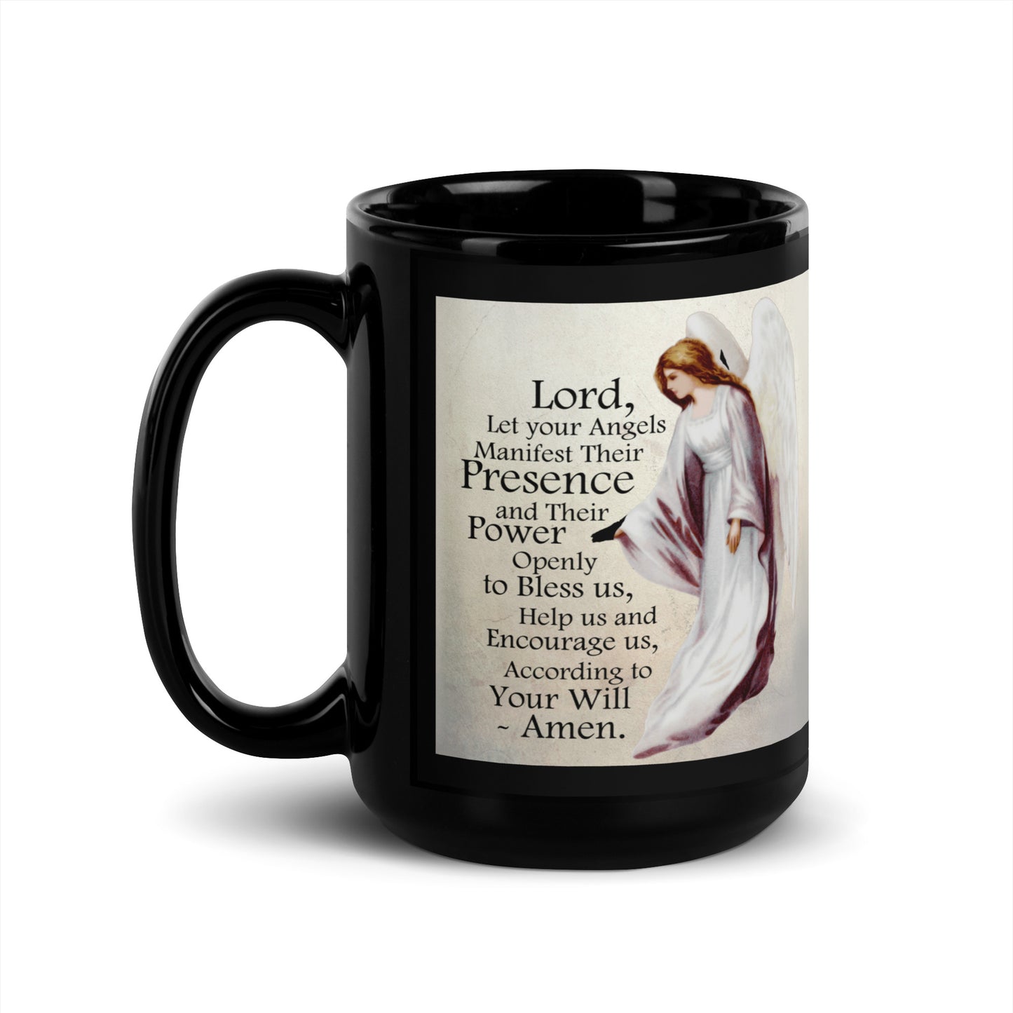 Angel Prayer - Black Glossy Mug