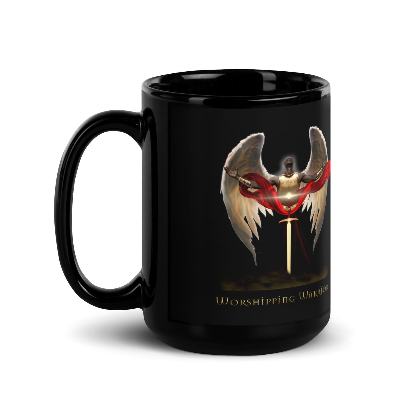 Worshipping Warrior - Black Glossy Mug