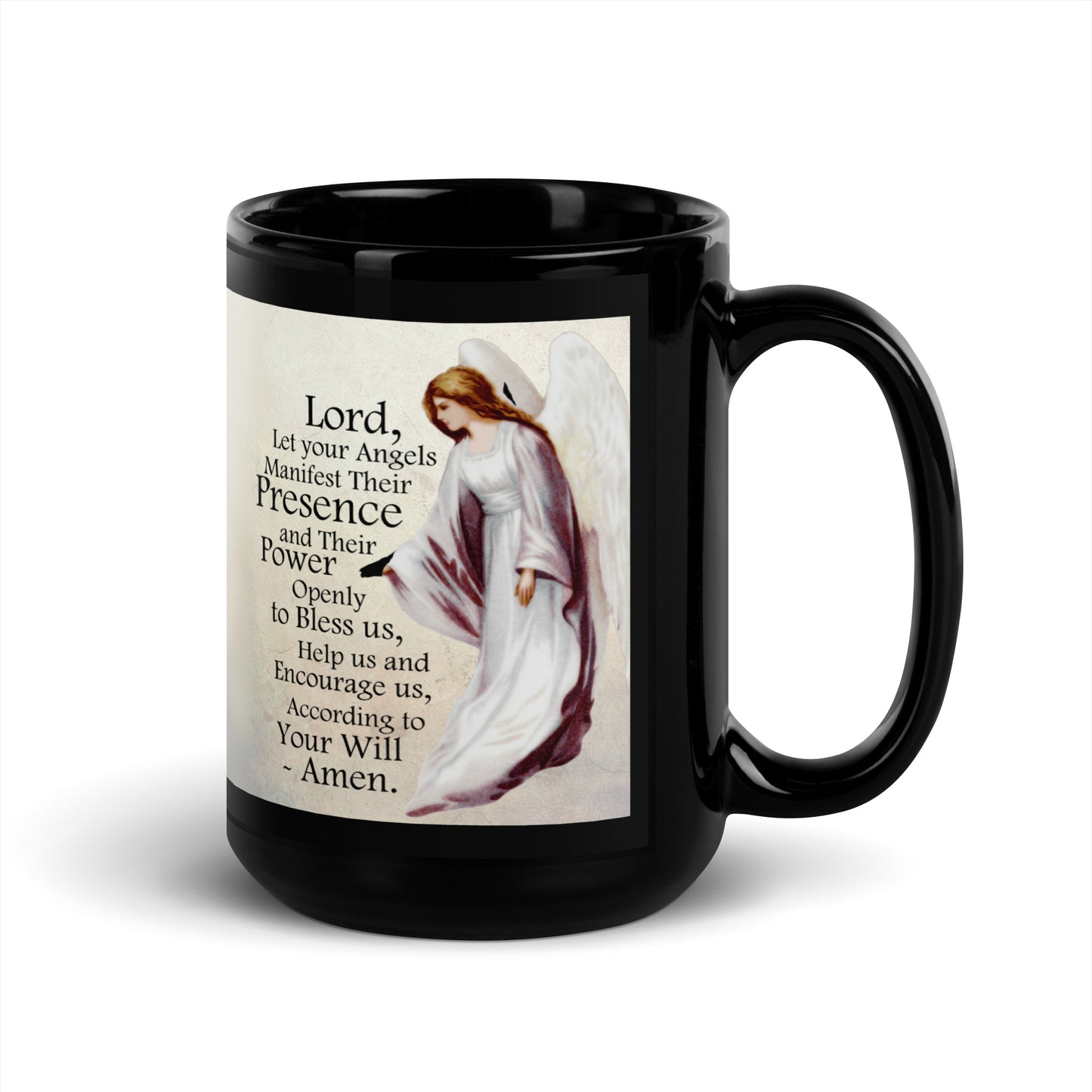 Angel Prayer - Black Glossy Mug