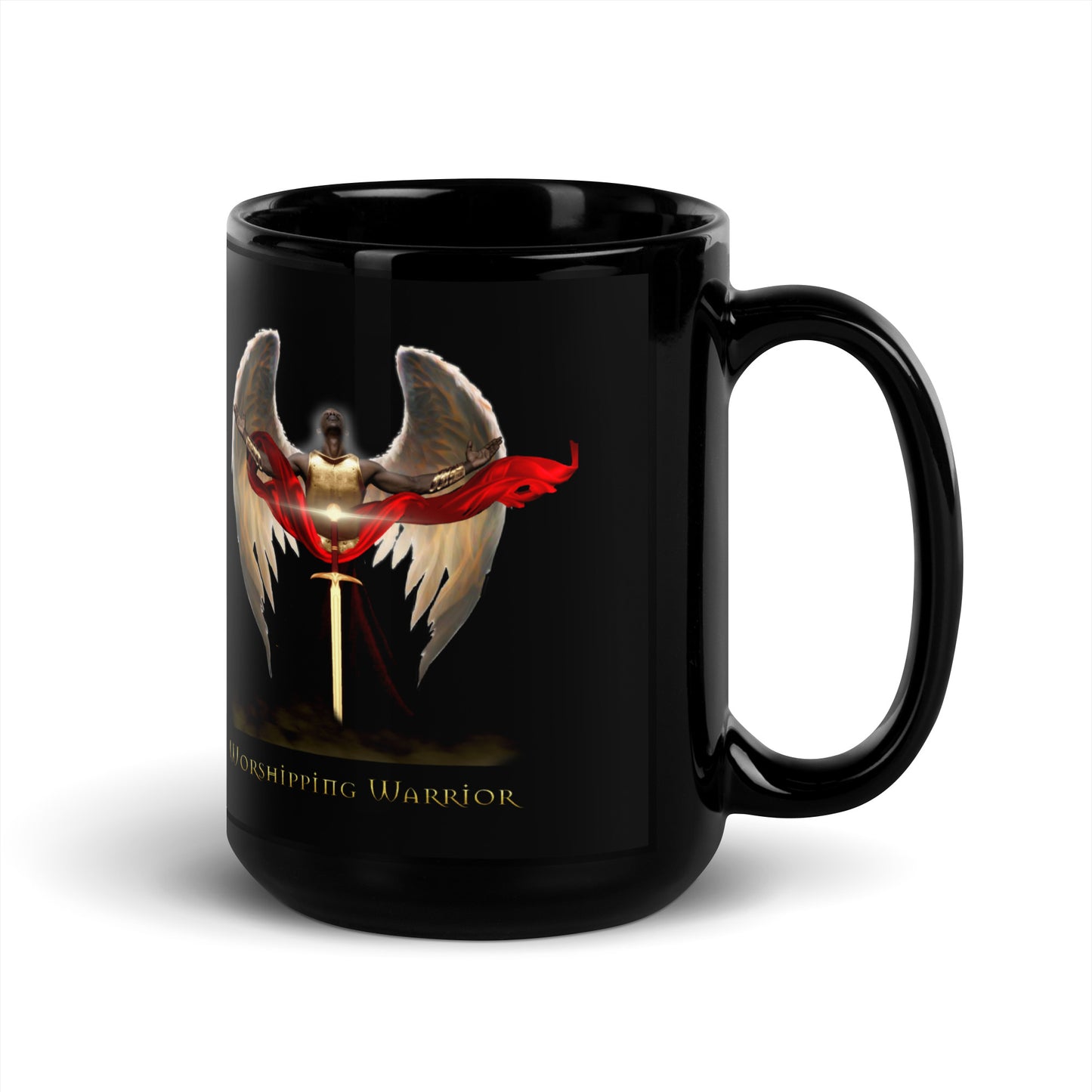 Worshipping Warrior - Black Glossy Mug