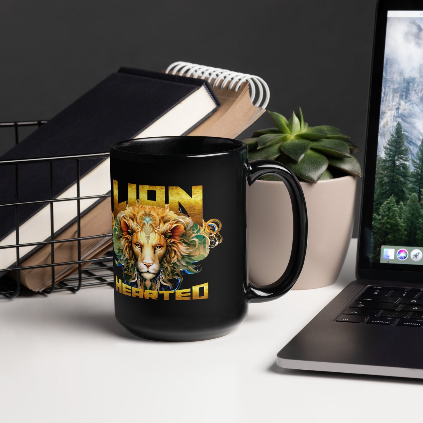 Lion Hearted - Black Glossy Mug