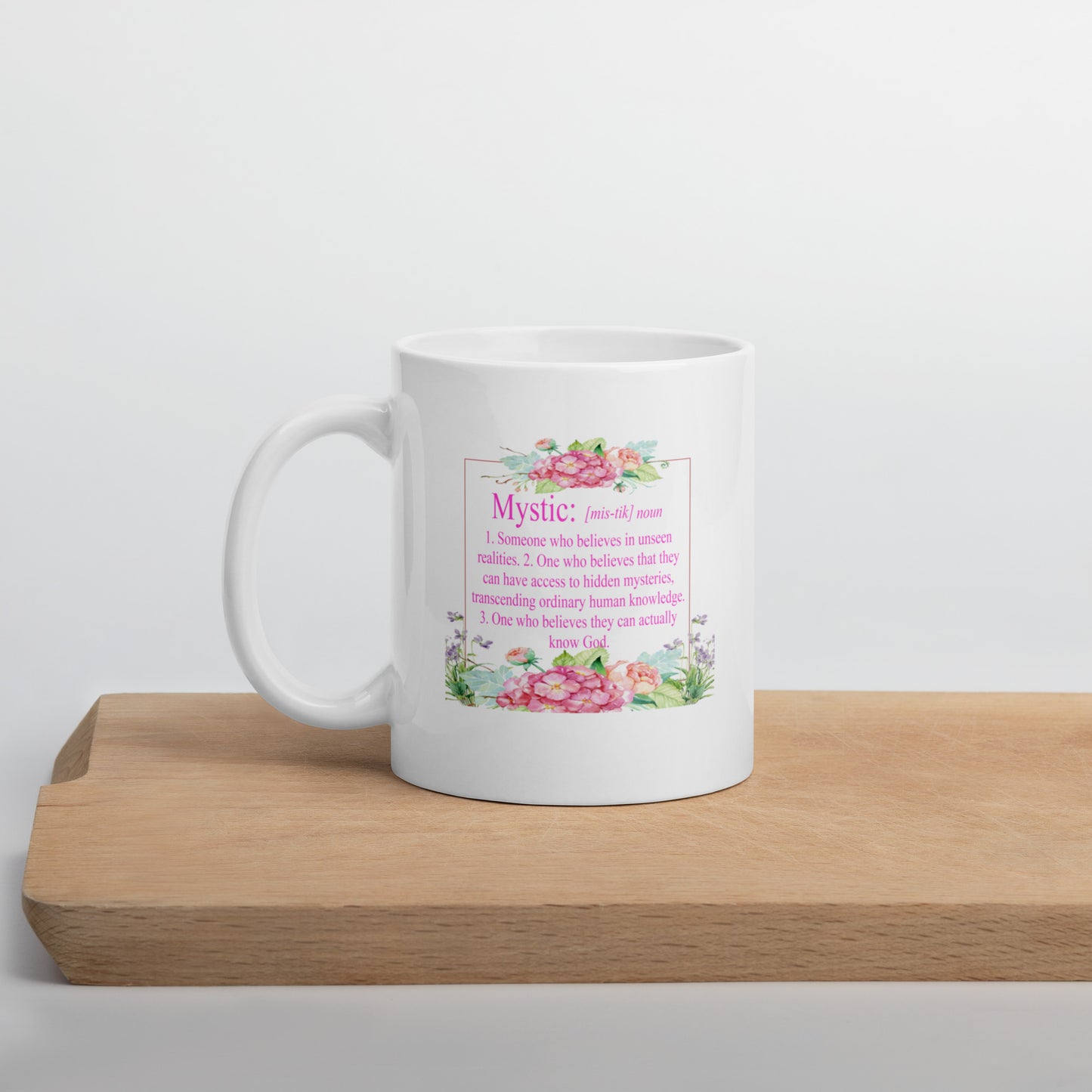 Mystic Definition with Flowers - White glossy mug