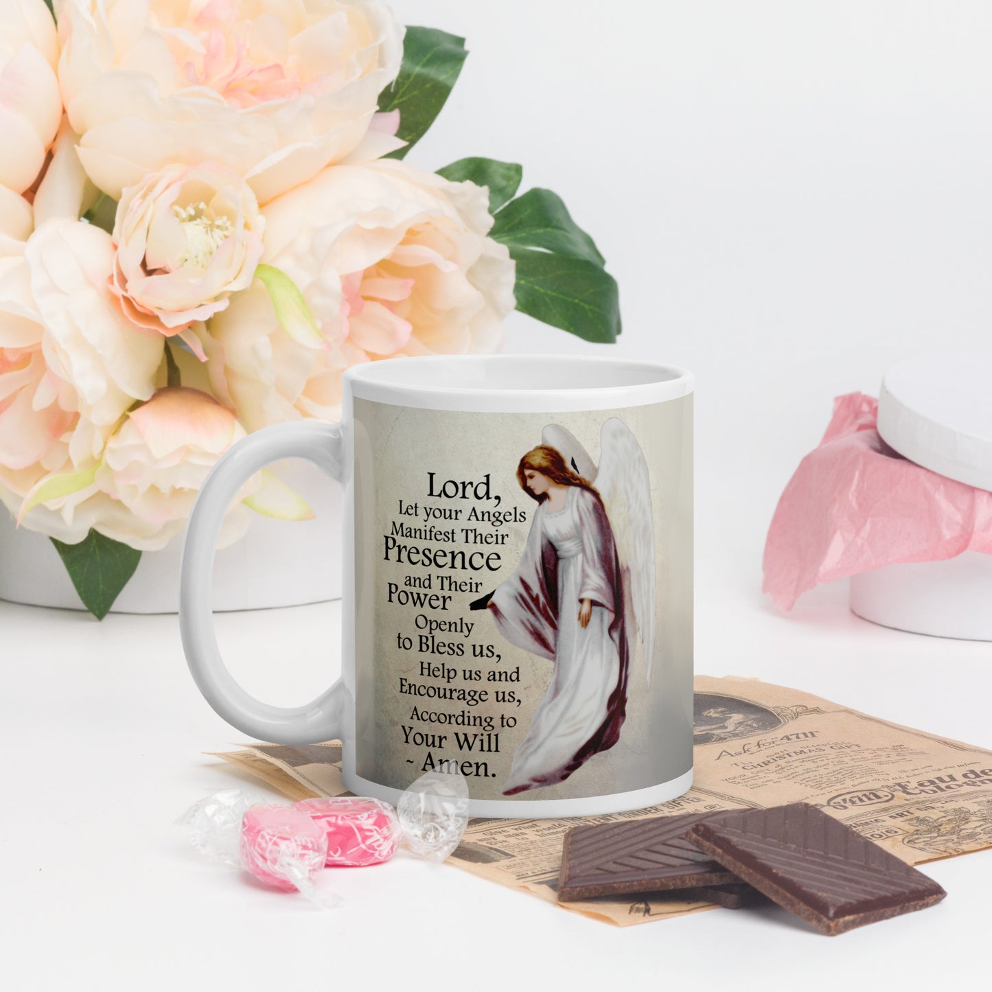 Angel Prayer - White glossy mug