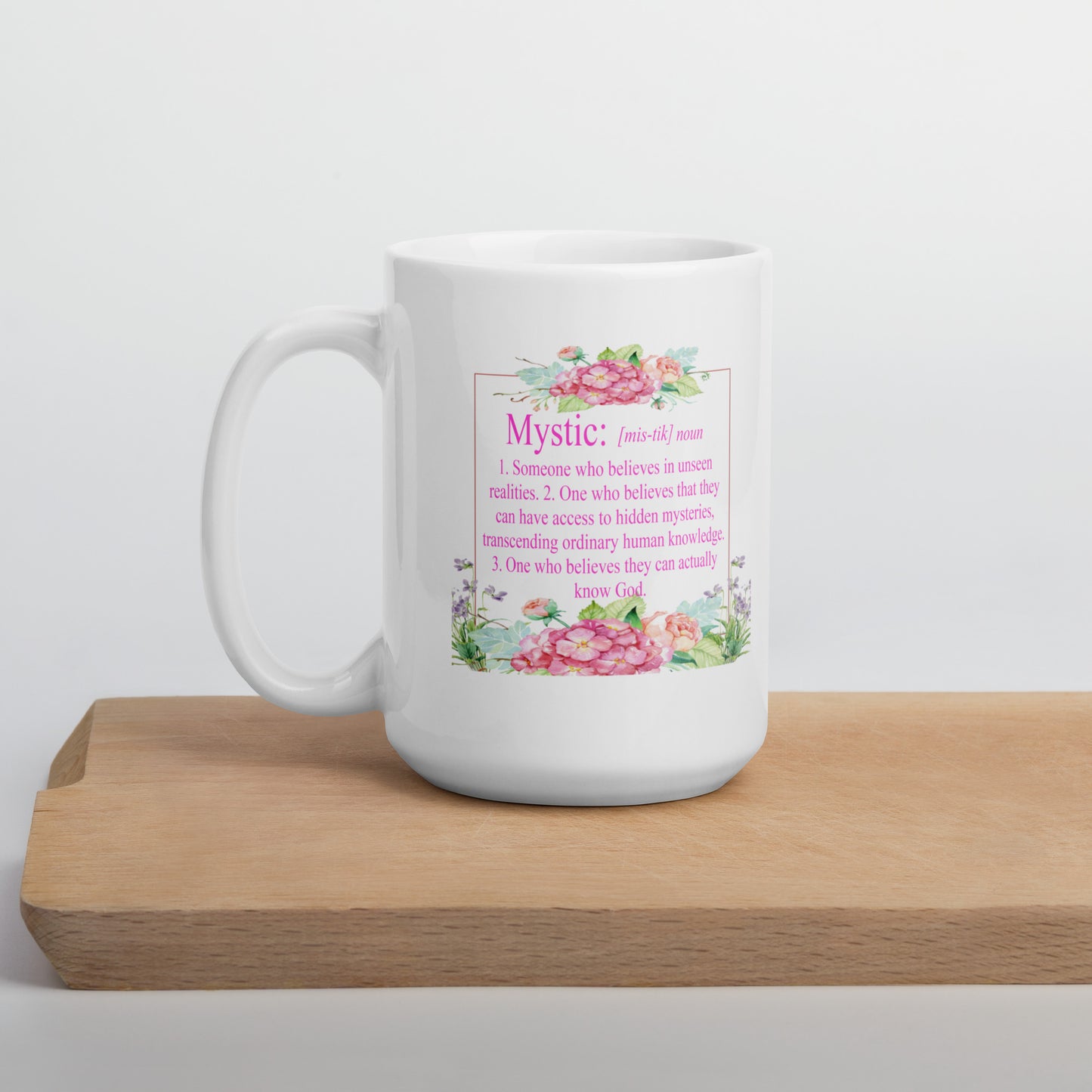 Mystic Definition with Flowers - White glossy mug