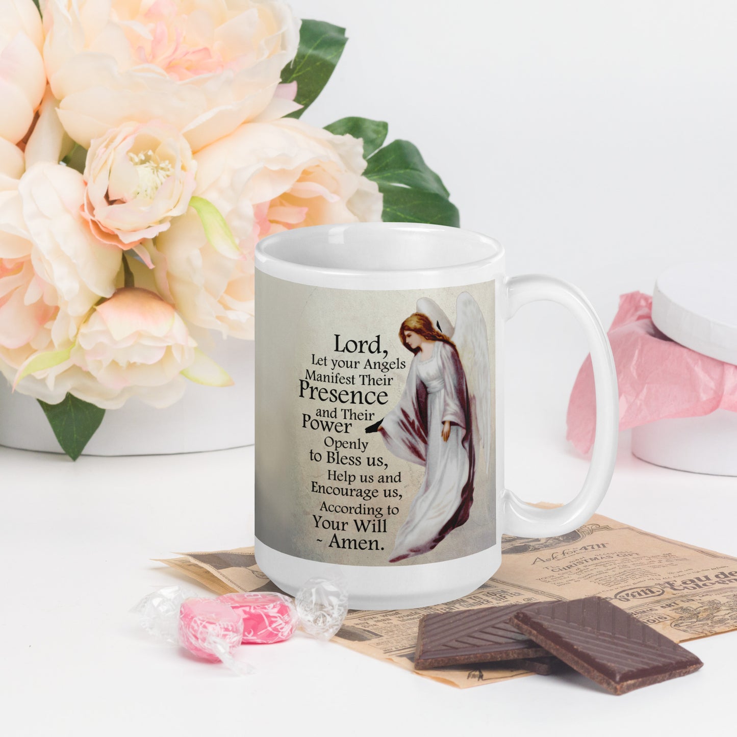 Angel Prayer - White glossy mug