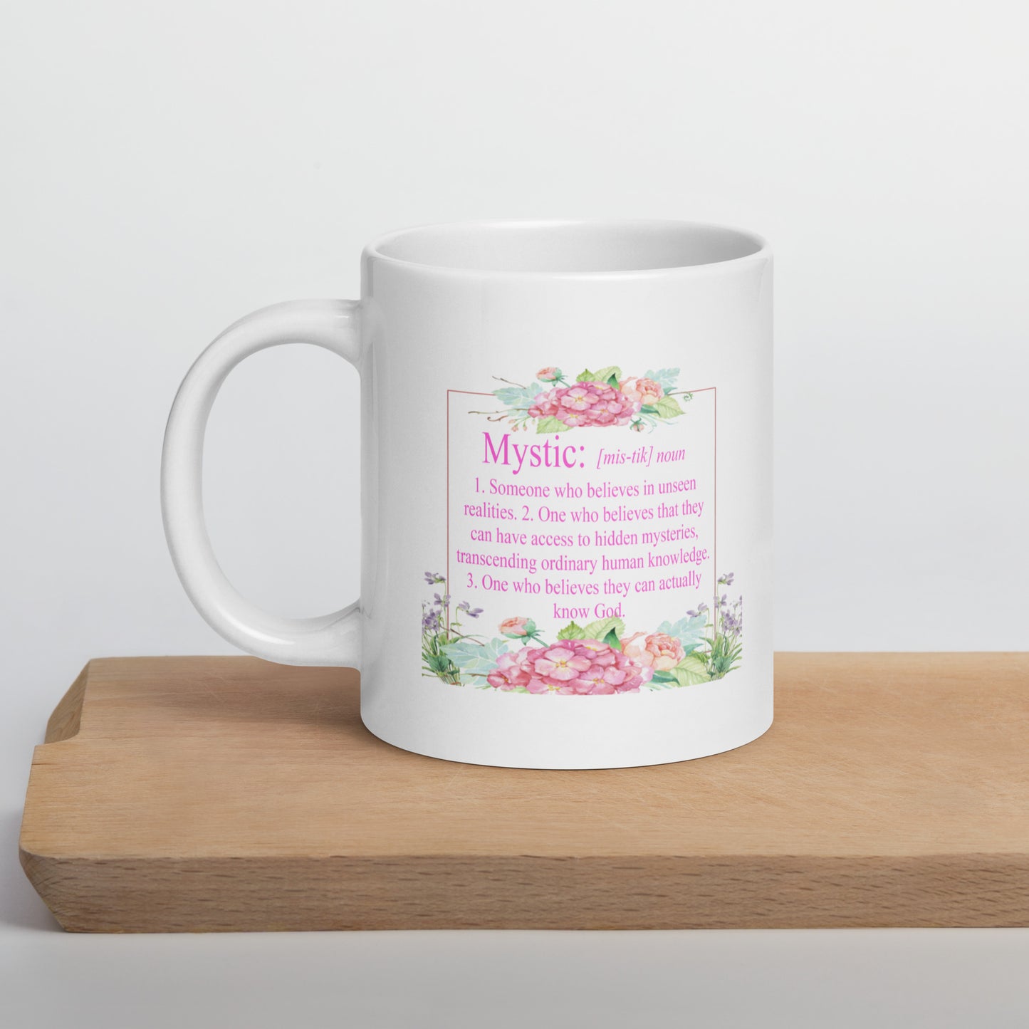 Mystic Definition with Flowers - White glossy mug