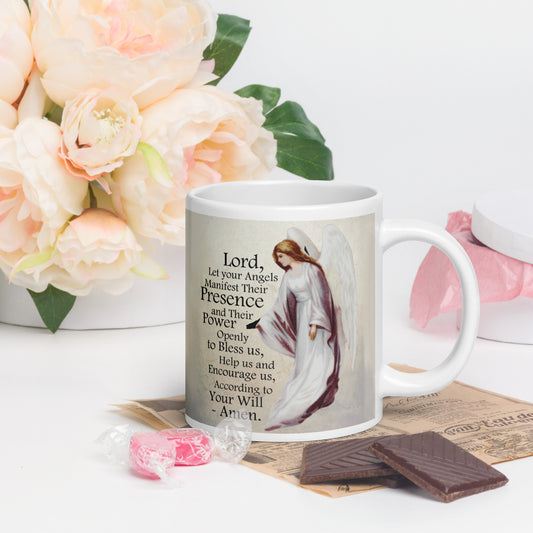 Angel Prayer - White glossy mug