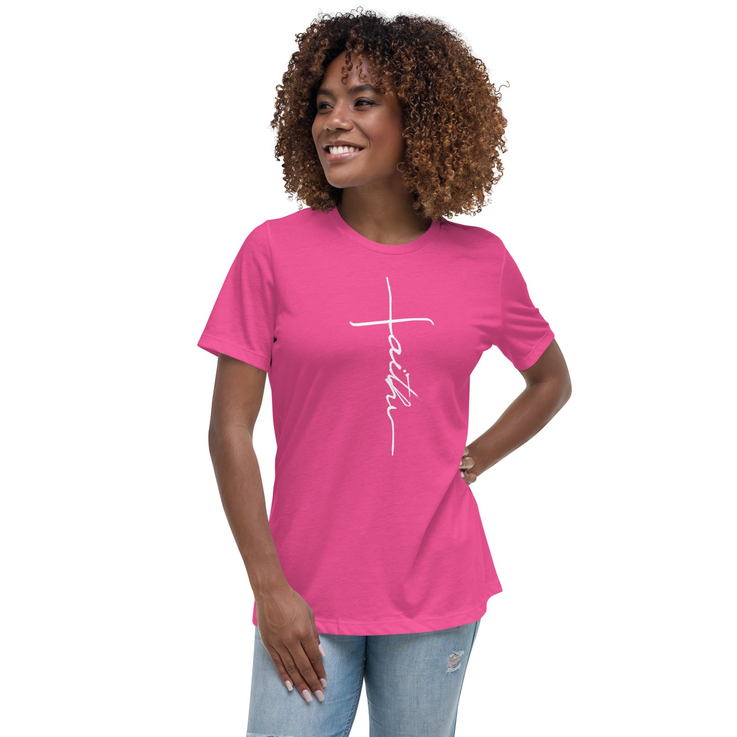 Womens - Faith Cross  - Women's Relaxed T-Shirt